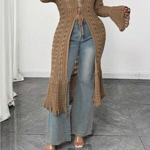 Elegant Tan Longline Sweater